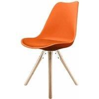 Fusion Living Soho Plastic Dining Chair With Pyramid Light Wood Legs Orange