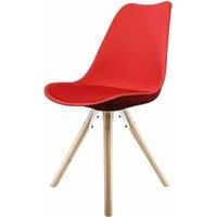 Fusion Living Soho Plastic Dining Chair With Pyramid Light Wood Legs Red