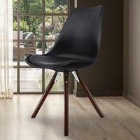 Fusion Living Soho Plastic Dining Chair With Pyramid Dark Wood Legs Black