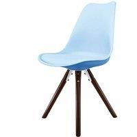 Fusion Living Soho Plastic Dining Chair With Pyramid Dark Wood Legs Light Blue