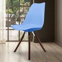 Fusion Living Soho Plastic Dining Chair With Pyramid Dark Wood Legs Light Blue