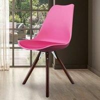 Fusion Living Soho Plastic Dining Chair With Pyramid Dark Wood Legs Bright Pink