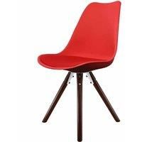 Fusion Living Soho Plastic Dining Chair With Pyramid Dark Wood Legs Red