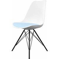 Fusion Living Soho Plastic Dining Chair With Black Metal Legs White & Light Blue