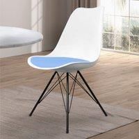 Fusion Living Soho Plastic Dining Chair With Black Metal Legs White & Light Blue