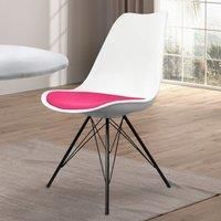 Fusion Living Soho Plastic Dining Chair With Black Metal Legs White & Bright Pink