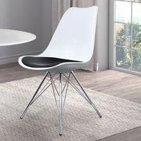Fusion Living Soho Plastic Dining Chair With Chrome Metal Legs White & Black