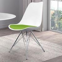 Fusion Living Soho Plastic Dining Chair With Chrome Metal Legs White & Green