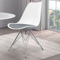 Fusion Living Soho Plastic Dining Chair With Chrome Metal Legs White & Dark Grey