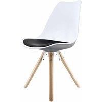 Fusion Living Soho Plastic Dining Chair With Pyramid Light Wood Legs White & Black