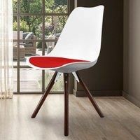 Fusion Living Soho Plastic Dining Chair With Pyramid Dark Wood Legs White & Red