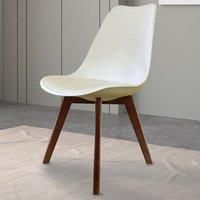 Fusion Living Soho Plastic Dining Chair With Squared Dark Wood Legs Vanilla