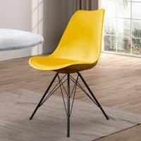 Fusion Living Soho Plastic Dining Chair With Black Metal Legs Yellow