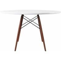 Fusion Living Soho Large White Table With Walnut Wood Legs