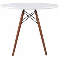 Fusion Living Soho Medium White Table With Walnut Wood Legs