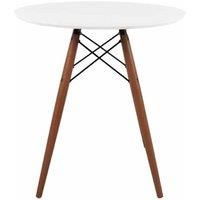 Fusion Living Soho Small White Table With Walnut Wood Legs