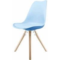 Fusion Living Soho Plastic Dining Chair With Pyramid Light Wood Legs Light Blue