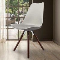 Fusion Living Soho Plastic Dining Chair With Pyramid Dark Wood Legs Light Grey