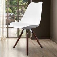 Fusion Living Soho Plastic Dining Chair With Pyramid Dark Wood Legs White