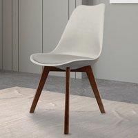 Fusion Living Soho Plastic Dining Chair With Squared Dark Wood Legs Light Grey
