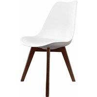 Fusion Living Soho Plastic Dining Chair With Squared Dark Wood Legs White