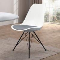 Fusion Living Soho Plastic Dining Chair With Black Metal Legs White & Dark Grey