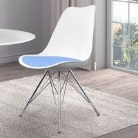 Fusion Living Soho Plastic Dining Chair With Chrome Metal Legs White & Light Blue
