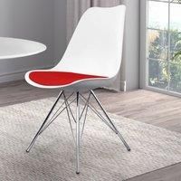 Fusion Living Soho Plastic Dining Chair With Chrome Metal Legs White & Red