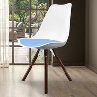 Fusion Living Soho Plastic Dining Chair With Pyramid Dark Wood Legs White & Light Blue