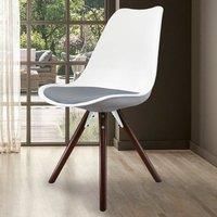 Fusion Living Soho Plastic Dining Chair With Pyramid Dark Wood Legs White & Dark Grey