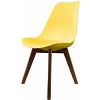 Fusion Living Soho Plastic Dining Chair With Squared Dark Wood Legs Yellow