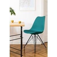 Fusion Living Soho Plastic Dining Chair With Black Metal Legs Teal
