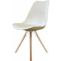 Eiffel Inspired Vanilla Plastic Dining Chair with Cushion - Various Leg Bases