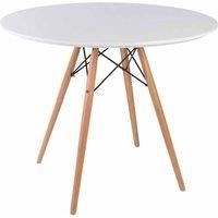 Fusion Living Soho Medium White Table With Beech Wood Legs