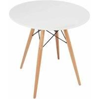 Fusion Living Soho Small White Table With Beech Wood Legs