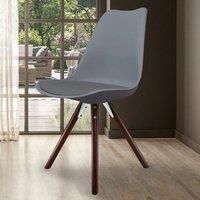 Fusion Living Soho Plastic Dining Chair With Pyramid Dark Wood Legs Dark Grey