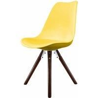 Fusion Living Soho Plastic Dining Chair With Pyramid Dark Wood Legs Yellow