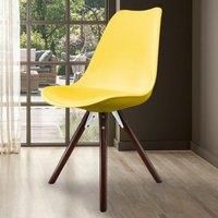 Fusion Living Soho Plastic Dining Chair With Pyramid Dark Wood Legs Yellow