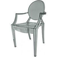 Fusion Living Ghost Style Plastic Louis Armchair | 94cm High | Smoke Grey