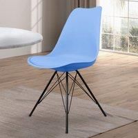 Fusion Living Soho Plastic Dining Chair With Black Metal Legs Light Blue