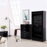FWStyle Black High Gloss 2 Door Wardrobe