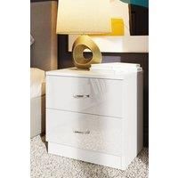 White High Gloss Bedside Cabinet with 2 Drawers Bedroom Furniture Matt Frame