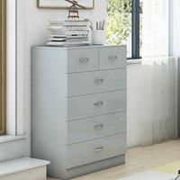 High Grey Gloss 6 Drawer Chest of Drawers 4+2 Modern Bedroom Storage Matt Frame