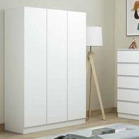 Modern Matt White 3 Door Triple Wardrobe with Shelves & Rail & Slow-Close Hinges