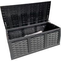 Samuel ALEXANDER HUGE XXL 634 Litre Rattan Style Garden Cushion Storage Box - Sit on Lid – Black