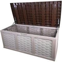 HUGE XXL 634 Litre Rattan Sit On Cushion Garden Storage Seat Decking Box Brown