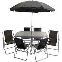 Samuel ALEXANDER 6 Person Garden Furniture Sets With Parasol Patio Dining Table And Chairs Set, Includes 6 Chairs, Table and Parasol