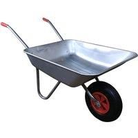 65 Litre 60kg Capacity Galvanised Metal Garden Wheelbarrow with Pneumatic Tyre