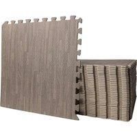 4 Piece Foam Floor Safety Exercise Play Mat Set Covers 1.44 sqm Grey Wood Effect