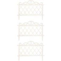 Pack of 3 27cm White Plastic Garden Patio Lawn Border Fence Edging